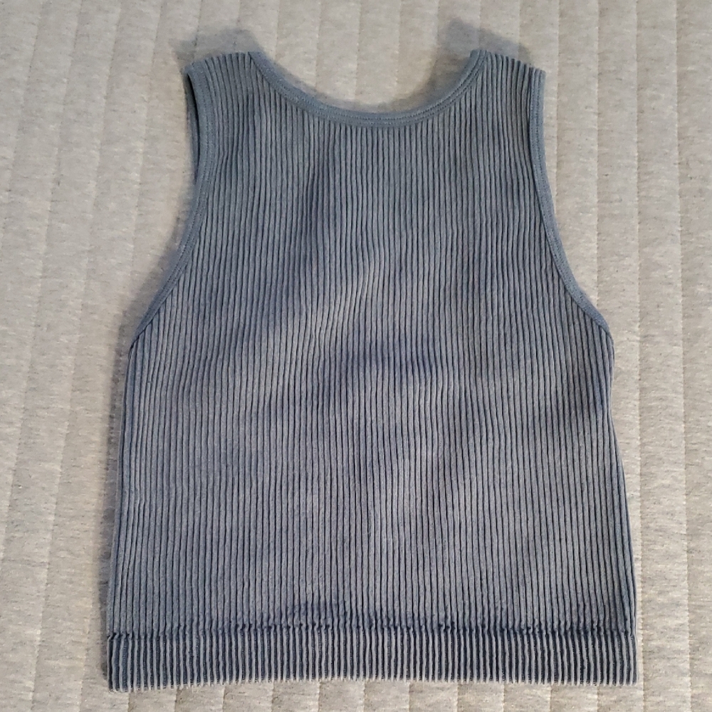Workshop Republic Clothing Blue Ribbed Tank Top